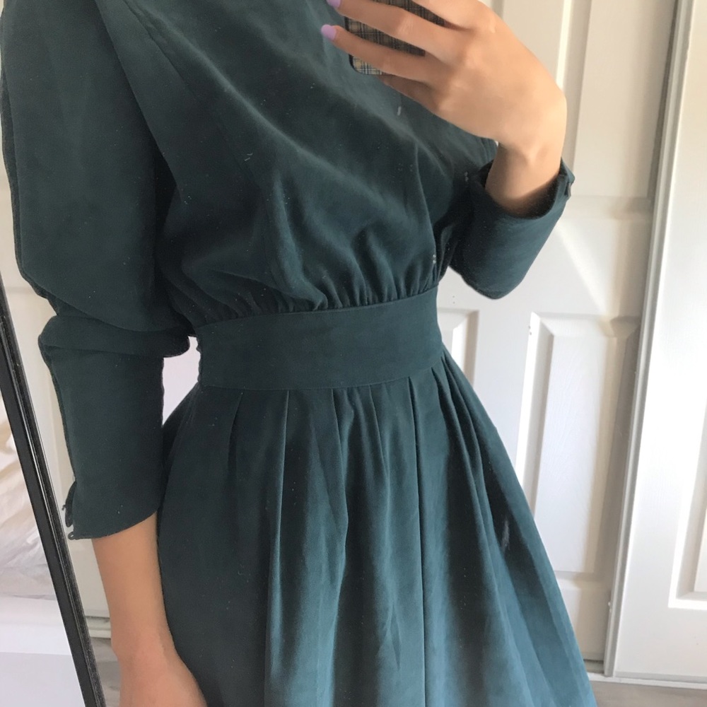 Vintage style dark green midi dress